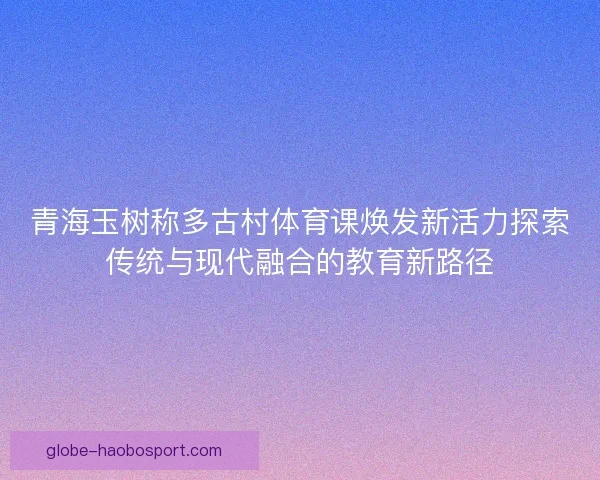 青海玉树称多古村体育课焕发新活力探索传统与现代融合的教育新路径