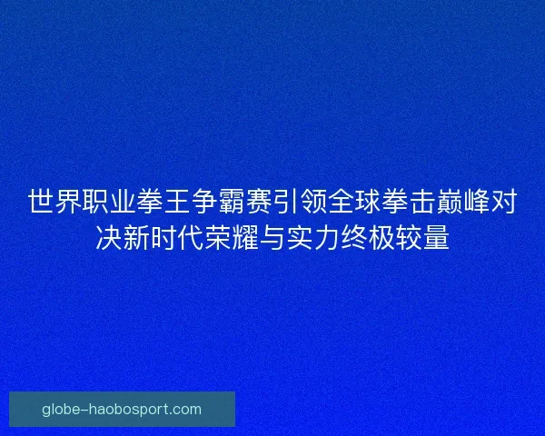 世界职业拳王争霸赛引领全球拳击巅峰对决新时代荣耀与实力终极较量